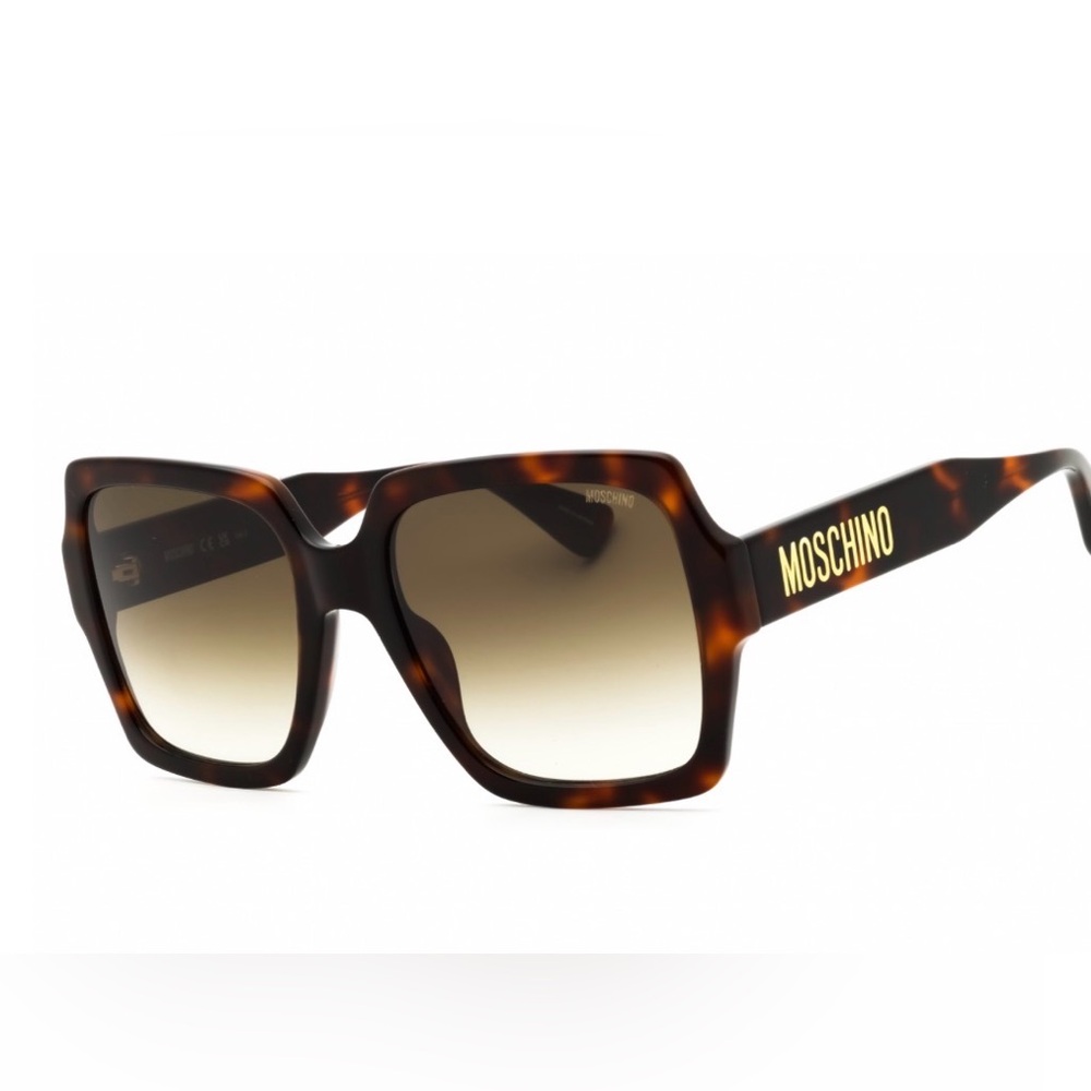 NEW Moschino MOS127/S Havana Tortoise Oversized Logo Sunglasses w/ Case